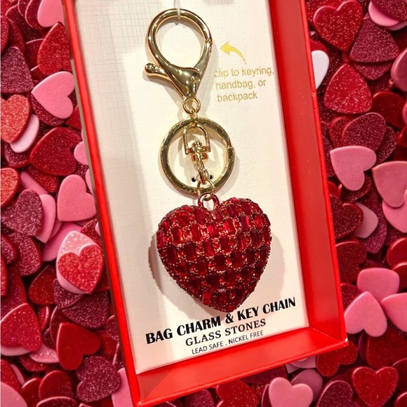 Piper K Red Heart Beaded Bag Charm Keychain NIB / NWT - Picture 3 of 3